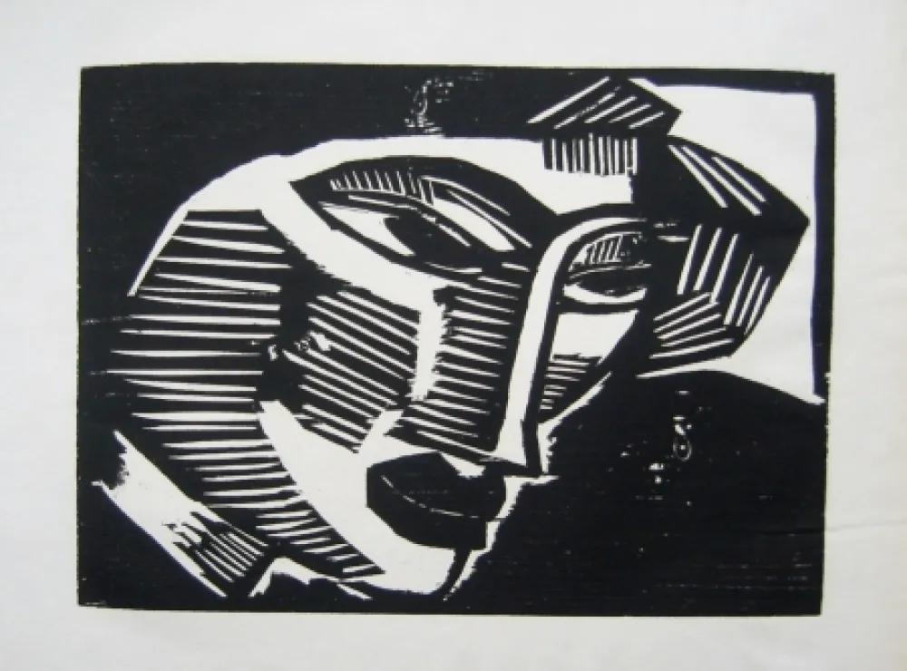Grabado En Madera Schmidt-Rottluff - Frauenkopf (Woman's Head)