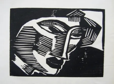 Grabado En Madera Schmidt-Rottluff - Frauenkopf (Woman's Head)