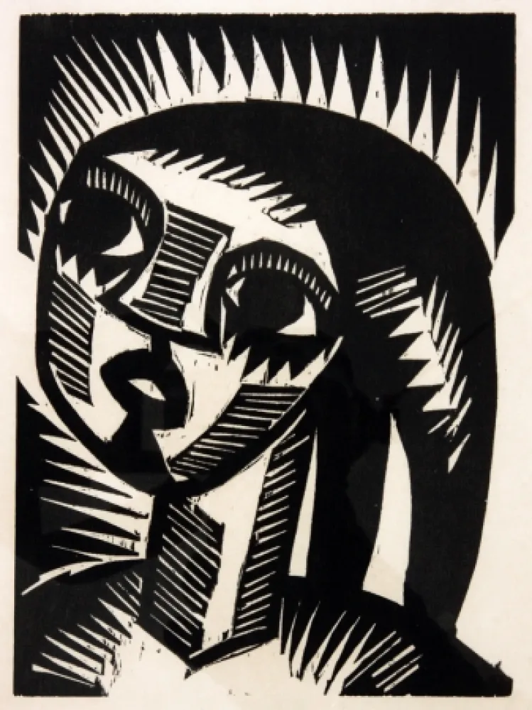 Grabado En Madera Schmidt-Rottluff - Madchen Mit Zopfen