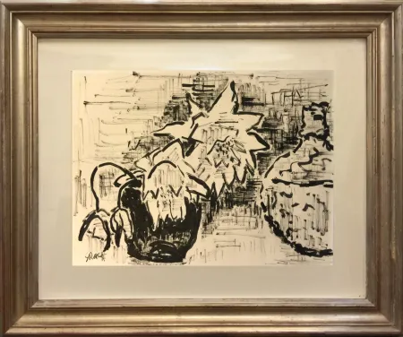 Sin Técnico Schmidt-Rottluff - Stilllife with Sunflowers ORIGINAL INK DRAWING