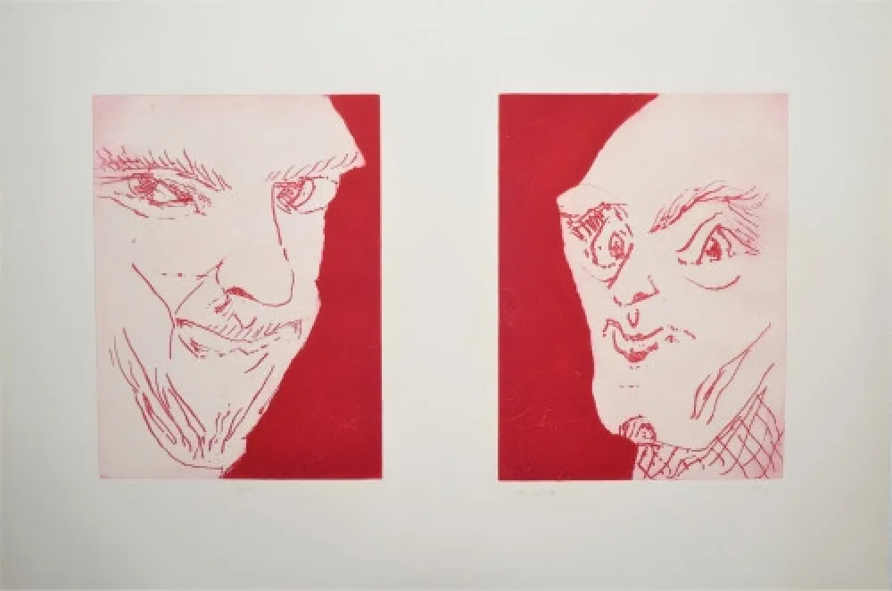 Grabado Schütte - Alte Freunde (Old friends)