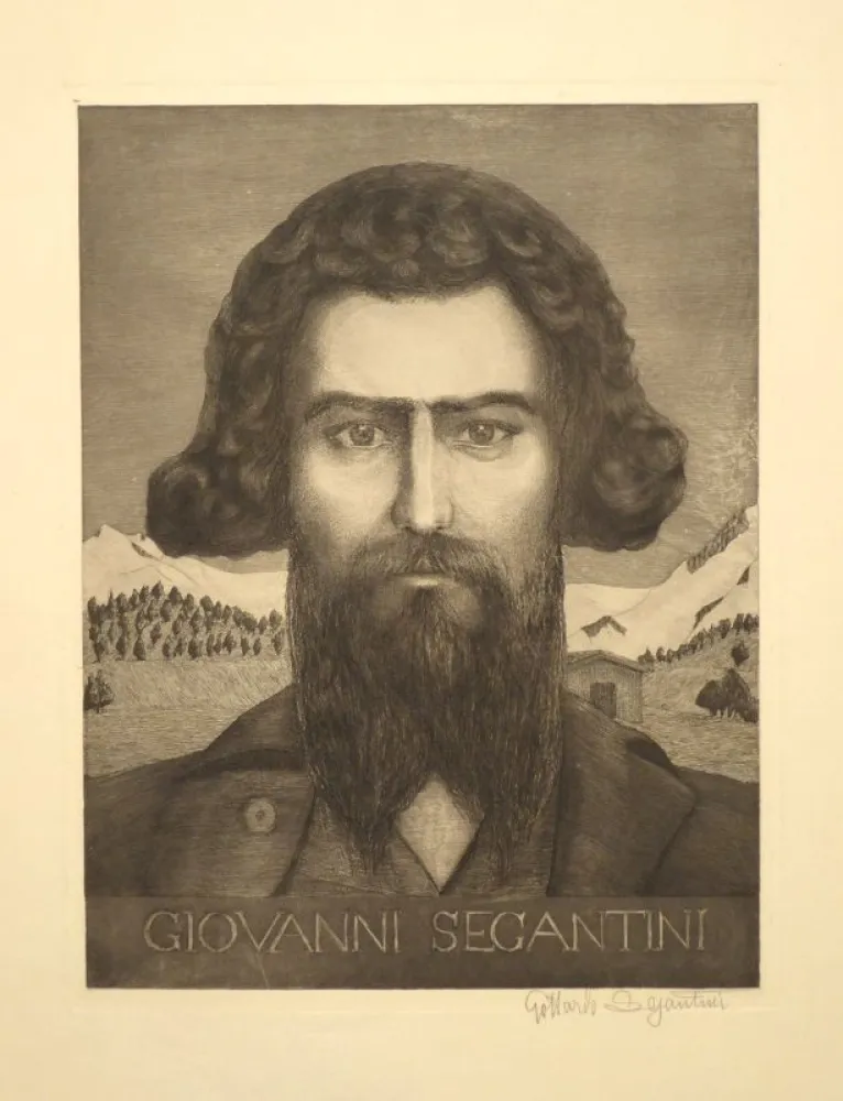 Grabado Segantini - Portrait Giovanni Segantini