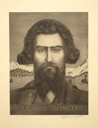Grabado Segantini - Portrait Giovanni Segantini