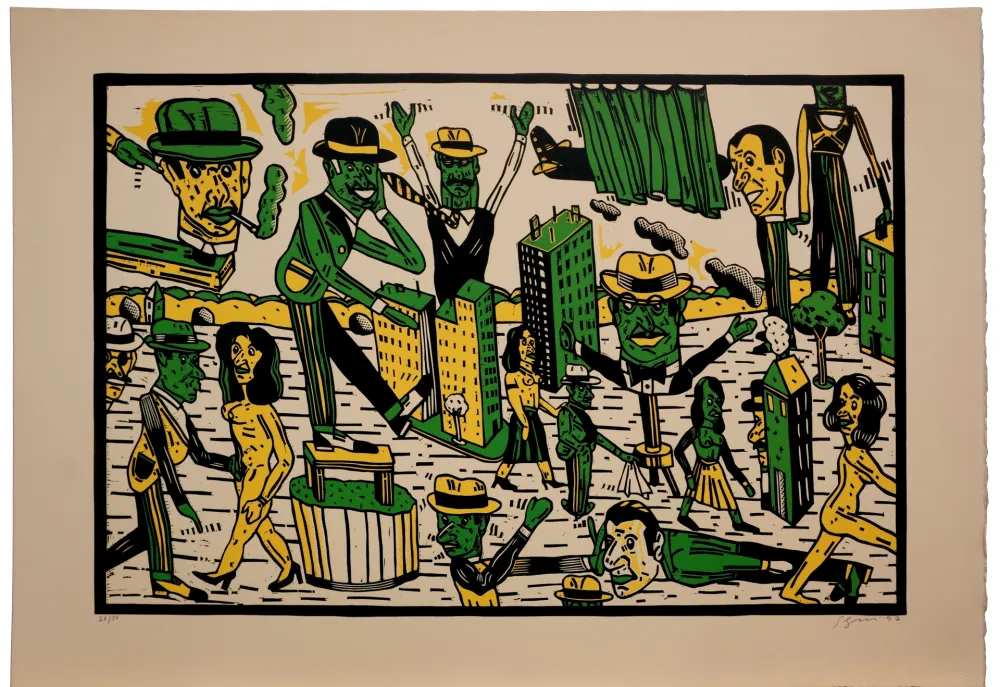 Linograbado Segui - Théatre de la ville III