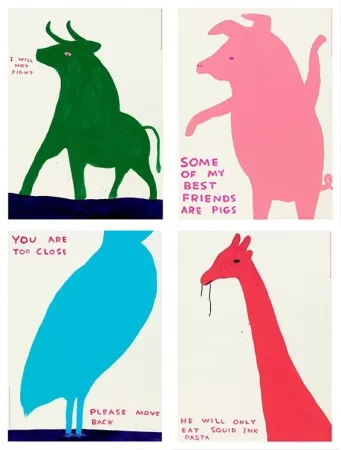 Litografía Shrigley - Animal series (set of 4)