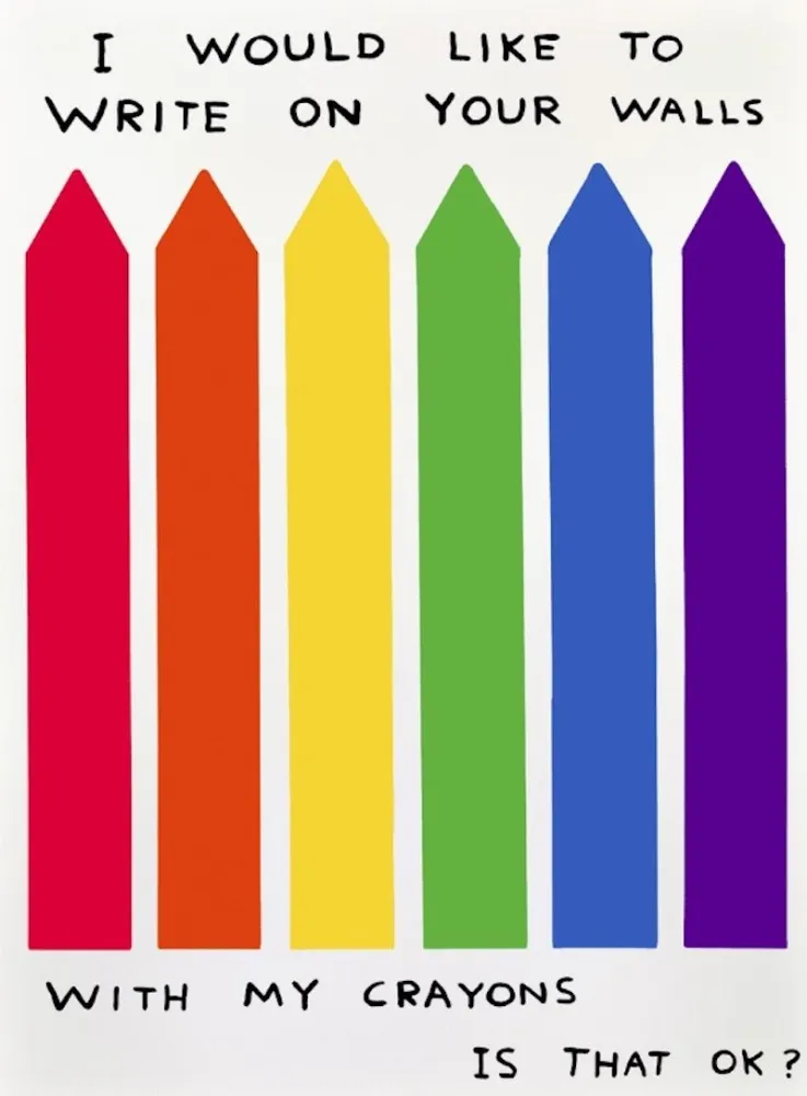 Sin Técnico Shrigley - I would like to write on your wall with my crayons is that OK?