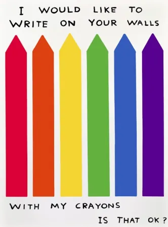 Sin Técnico Shrigley - I would like to write on your wall with my crayons is that OK?