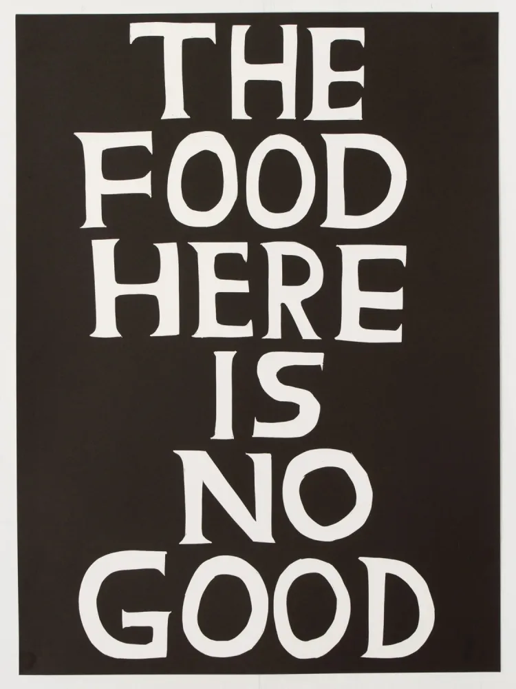 Linograbado Shrigley - The food here is no good
