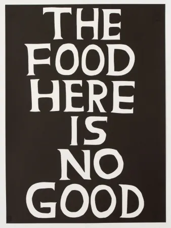 Linograbado Shrigley - The food here is no good