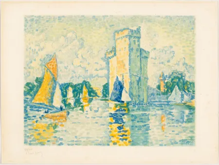 Aguatinta Signac - Paul Signac, Le Port de La Rochelle. 1924. Aquatinte signée. 