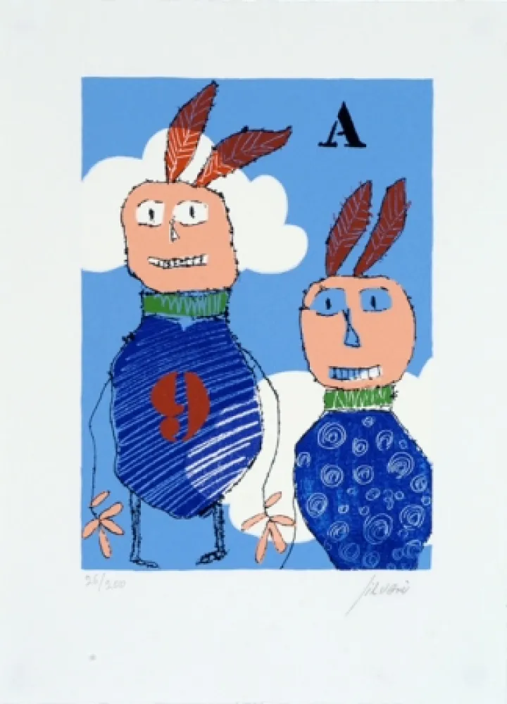 Serigrafía Silvain - Deux indiens qui volent