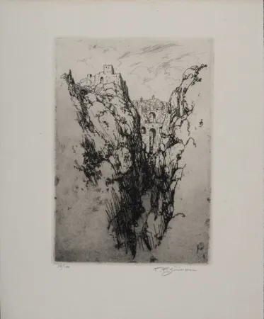 Aguafuerte Simon - Vue de Ronda, c. 1913 - Hand-signed!