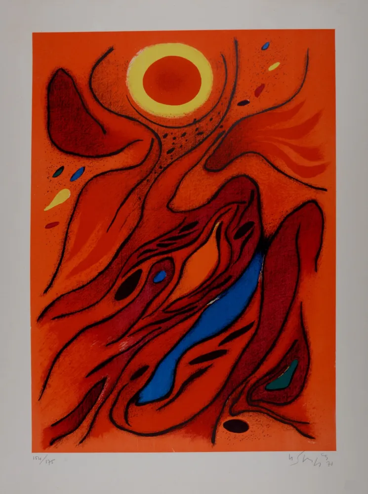 Litografía Singier - Cyclade nocturne, 1971 - Hand-signed