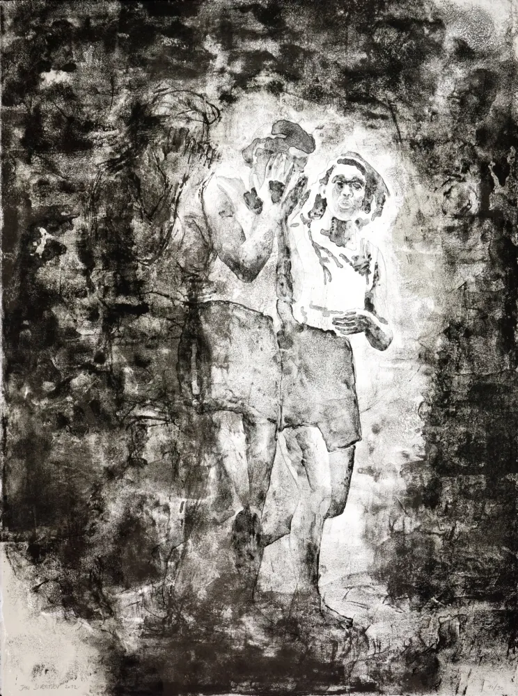 Litografía Siversten - L'existant-Deux figures sortant