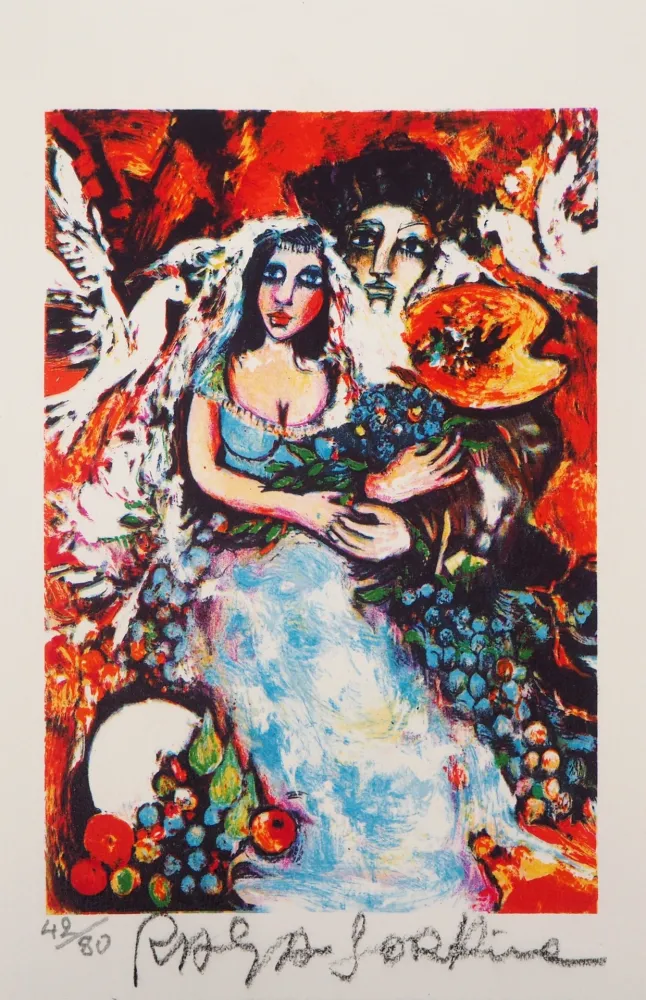 Litografía Sorkine - Les mariés à la palette