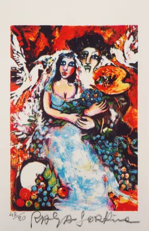 Litografía Sorkine - Les mariés à la palette