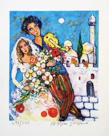 Litografía Sorkine - Mariage devant la synagogue