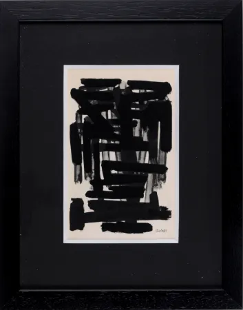Pochoir Soulages (After) - Gouaches et gravures (C), 1957 - Framed!