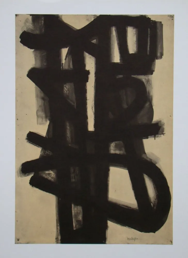 Litografía Soulages (After) - Peinture sur papier - 1947