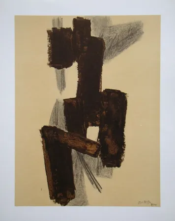Litografía Soulages (After) - Peinture sur papier - 1950