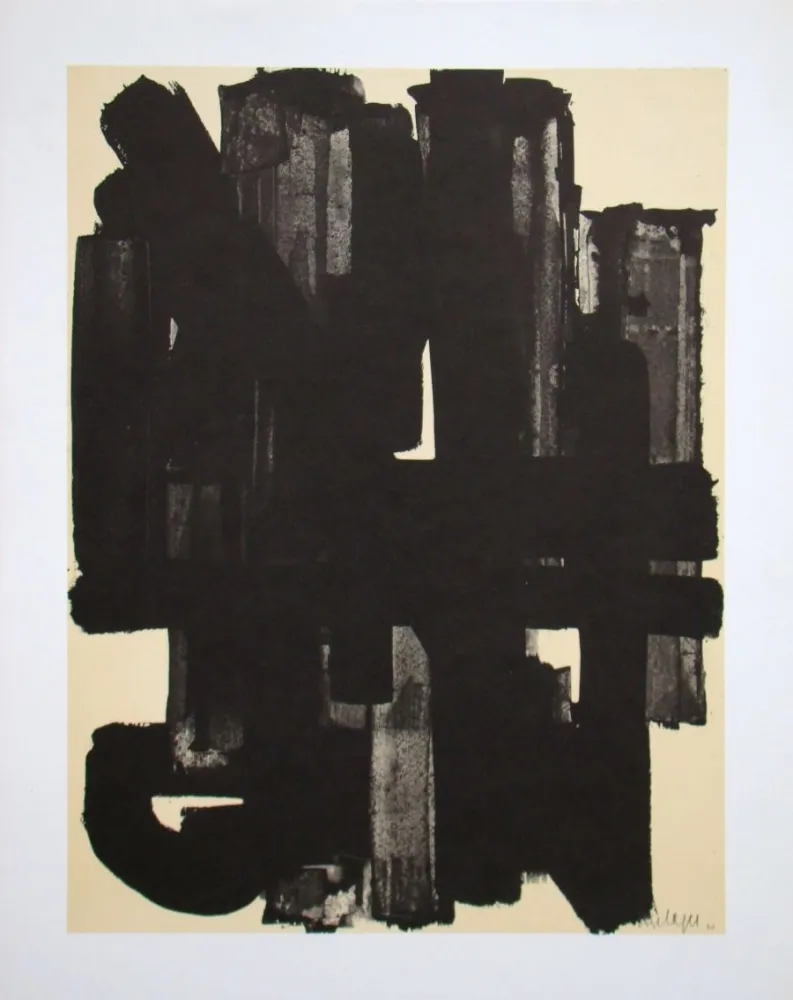 Litografía Soulages (After) - Peinture sur papier - 1953