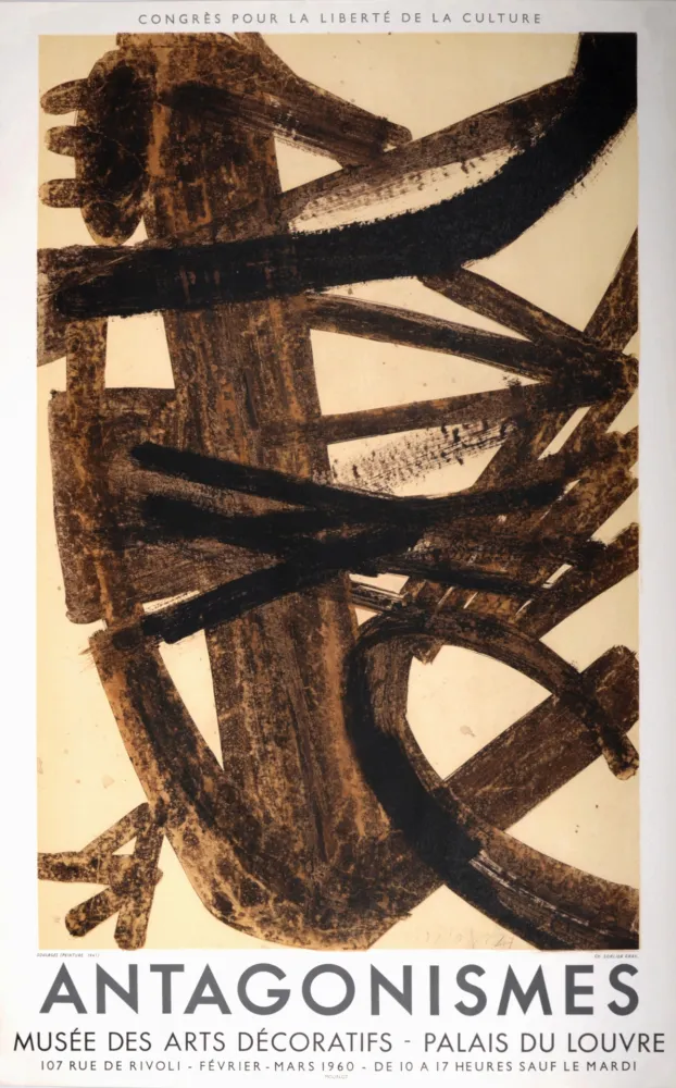 Litografía Soulages - Antagonismes, 1960 - Mourlot edition