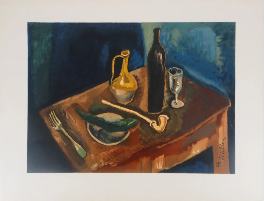 Litografía Soutine - Table à la pipe