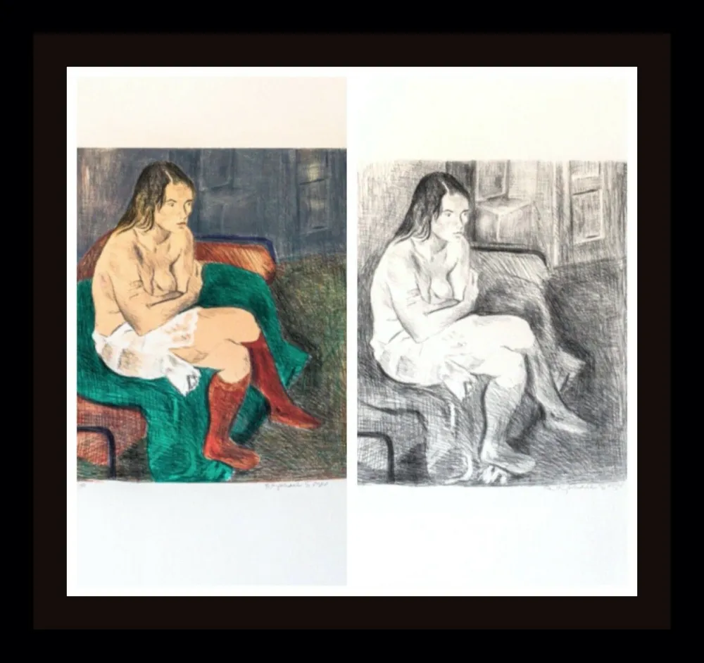 Litografía Soyer - Woman in Red Stockings Portfolio