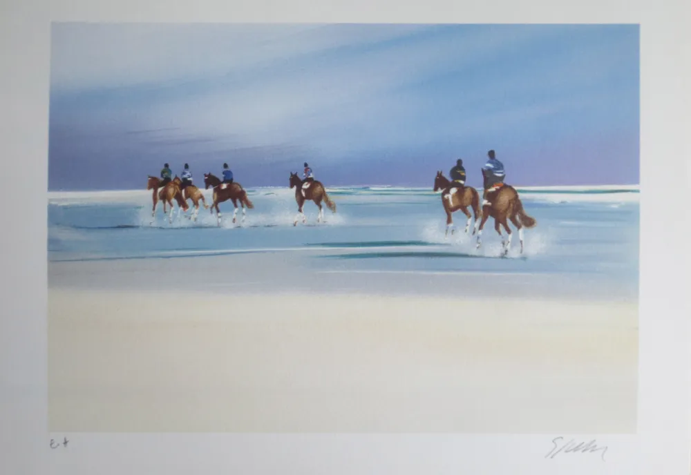 Litografía Spahn - Balade sur la plage