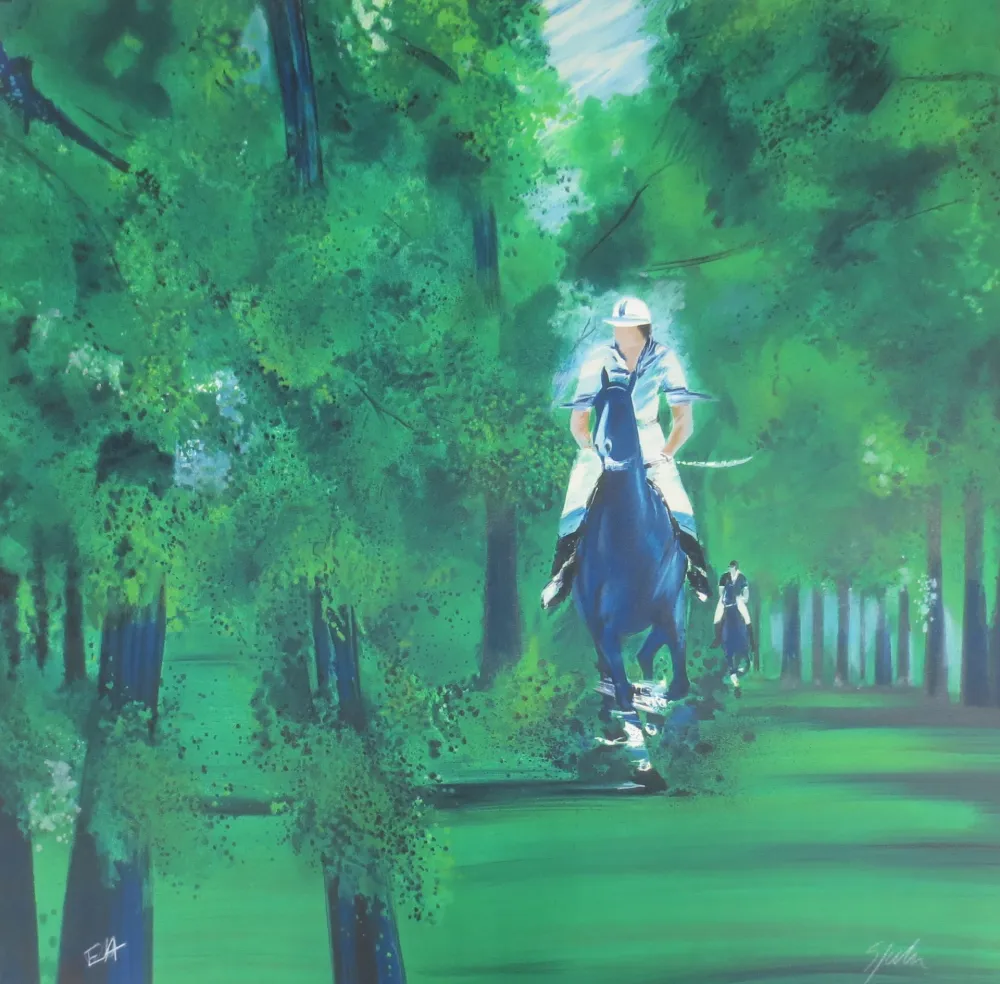 Litografía Spahn - Cavaliers dans la forêt