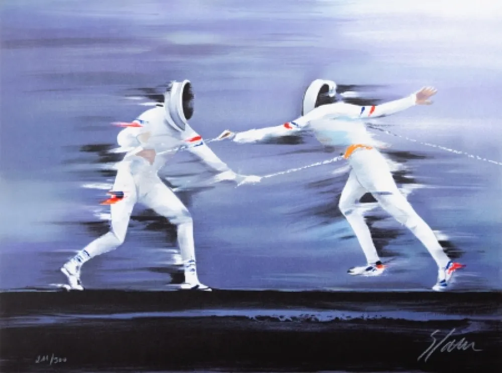 Litografía Spahn - Escrime