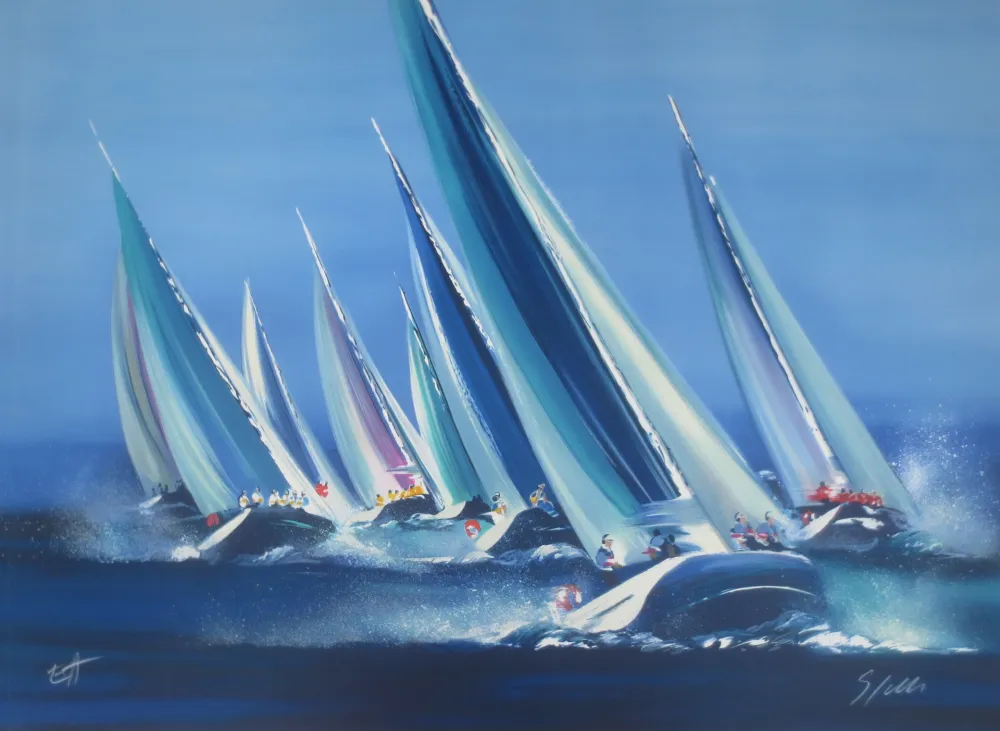 Litografía Spahn - Régates
