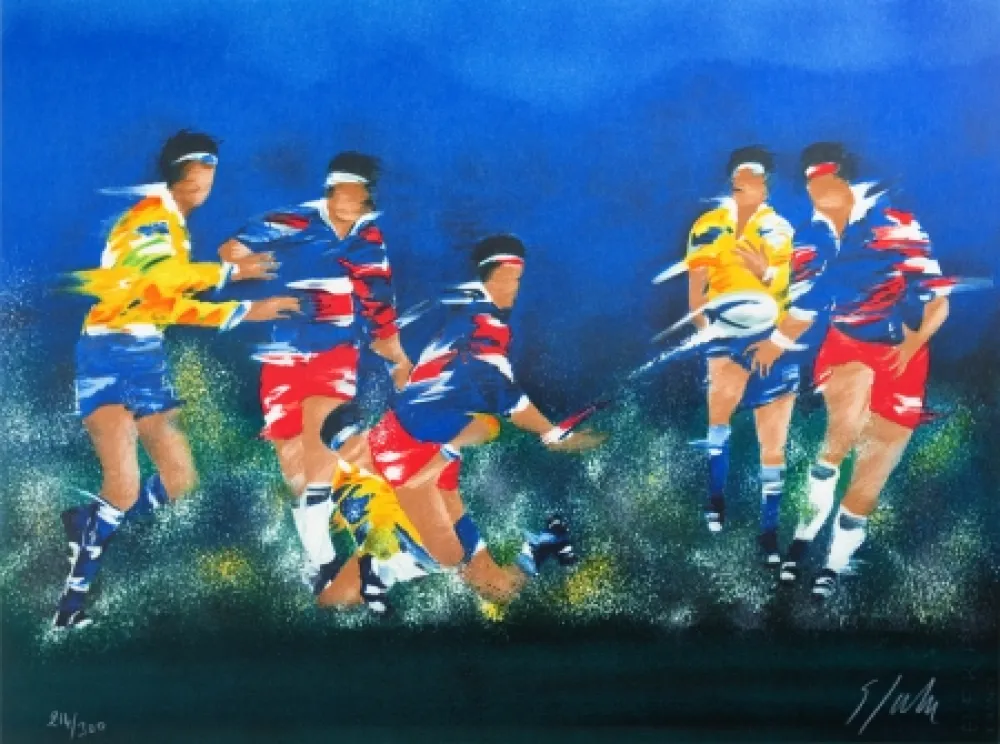 Litografía Spahn - Rugby