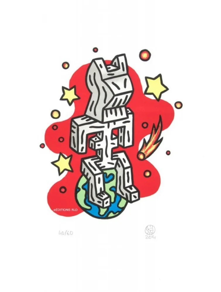 Litografía Speedy Graphito - Seul au monde