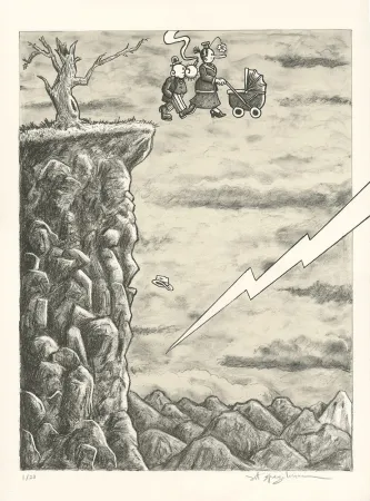 Litografía Spiegelman - Trump l'Oeil (grey version)