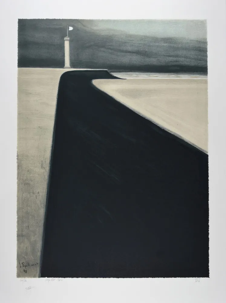 Litografía Spilliaert - Le Phare sur la Digue, 1908 | Promenade and Lighthouse, 1908