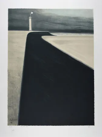 Litografía Spilliaert - Le Phare sur la Digue, 1908 | Promenade and Lighthouse, 1908