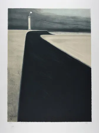 Litografía Spilliaert - Le Phare sur la Digue, 1908 | Promenade and Lighthouse, 1908