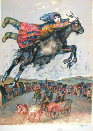 Litografía Spitzer - Au village