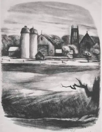 Litografía Spruance - Newtorn Towers