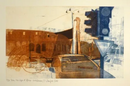 Aguafuerte Staufner - Rom, Via Kapo d'Africa – Kolosseum