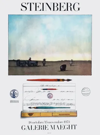 Cartel Steinberg - STEINBERG 1973. Exposition à la Galerie Maeght