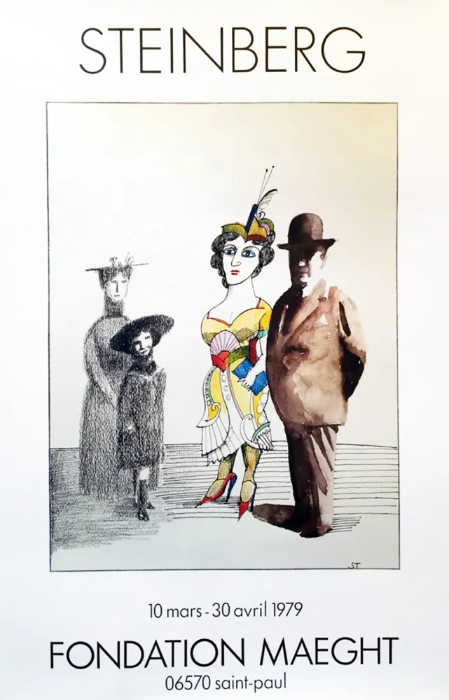 Cartel Steinberg - STEINBERG 1979. Fondation Maeght 10 mars - 30 avril 1979.