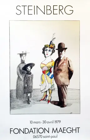 Cartel Steinberg - STEINBERG 1979. Fondation Maeght 10 mars - 30 avril 1979.