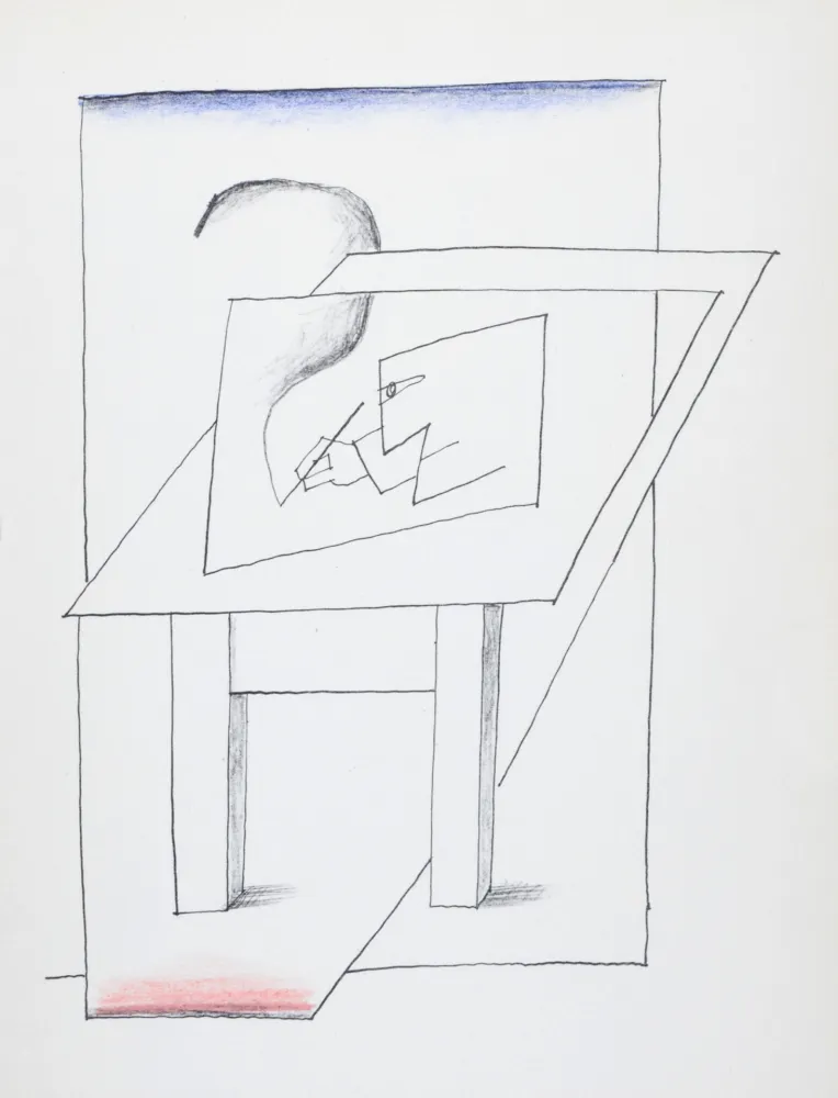 Litografía Steinberg - Un homme dessinant, 1966