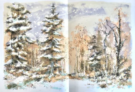 Litografía Steinlen - Forêt voisine