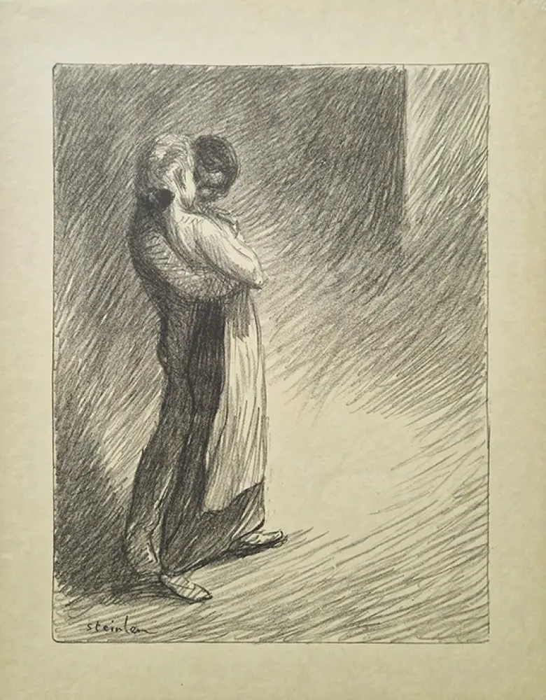 Litografía Steinlen - Il bacio