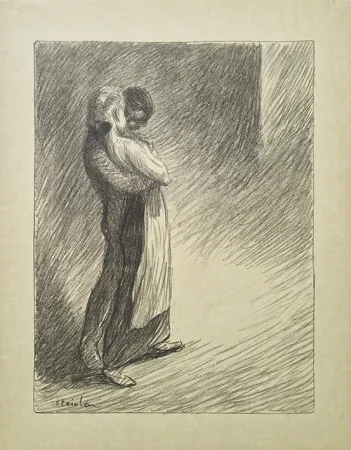 Litografía Steinlen - Il bacio