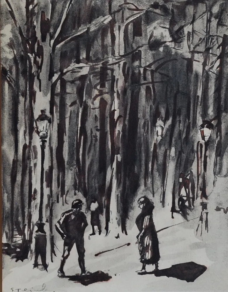 Litografía Steinlen - Steinlen et la rue