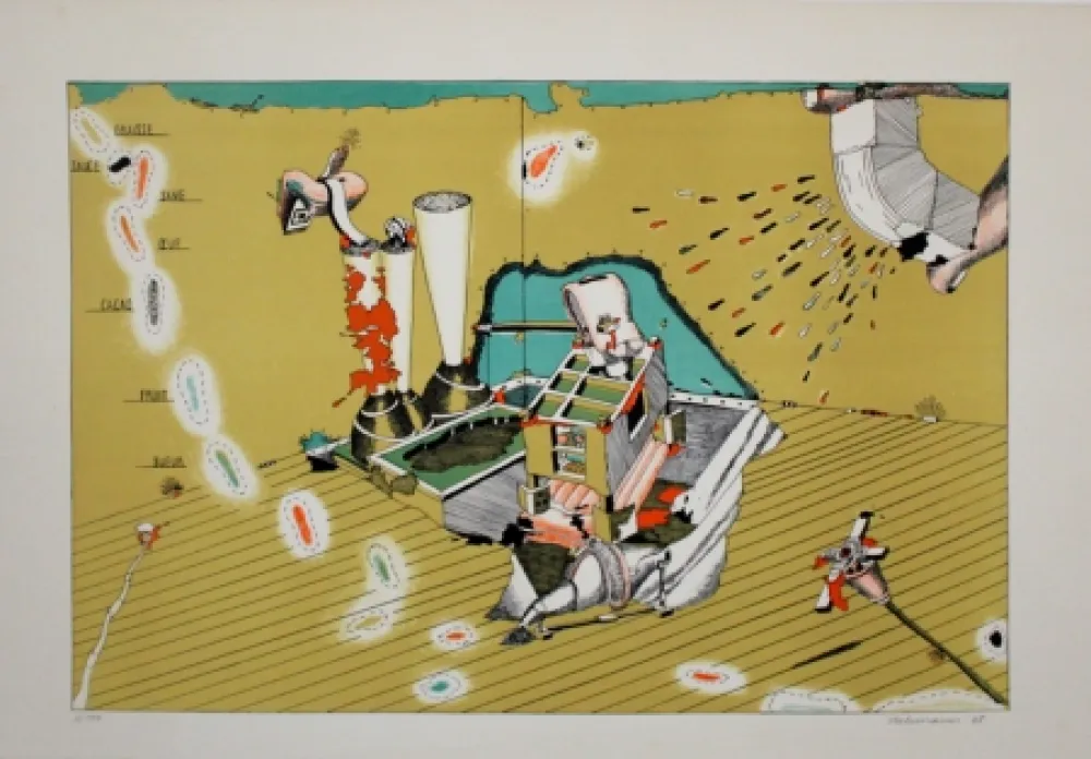 Litografía Stelzmann - Gastronomic Fantasy